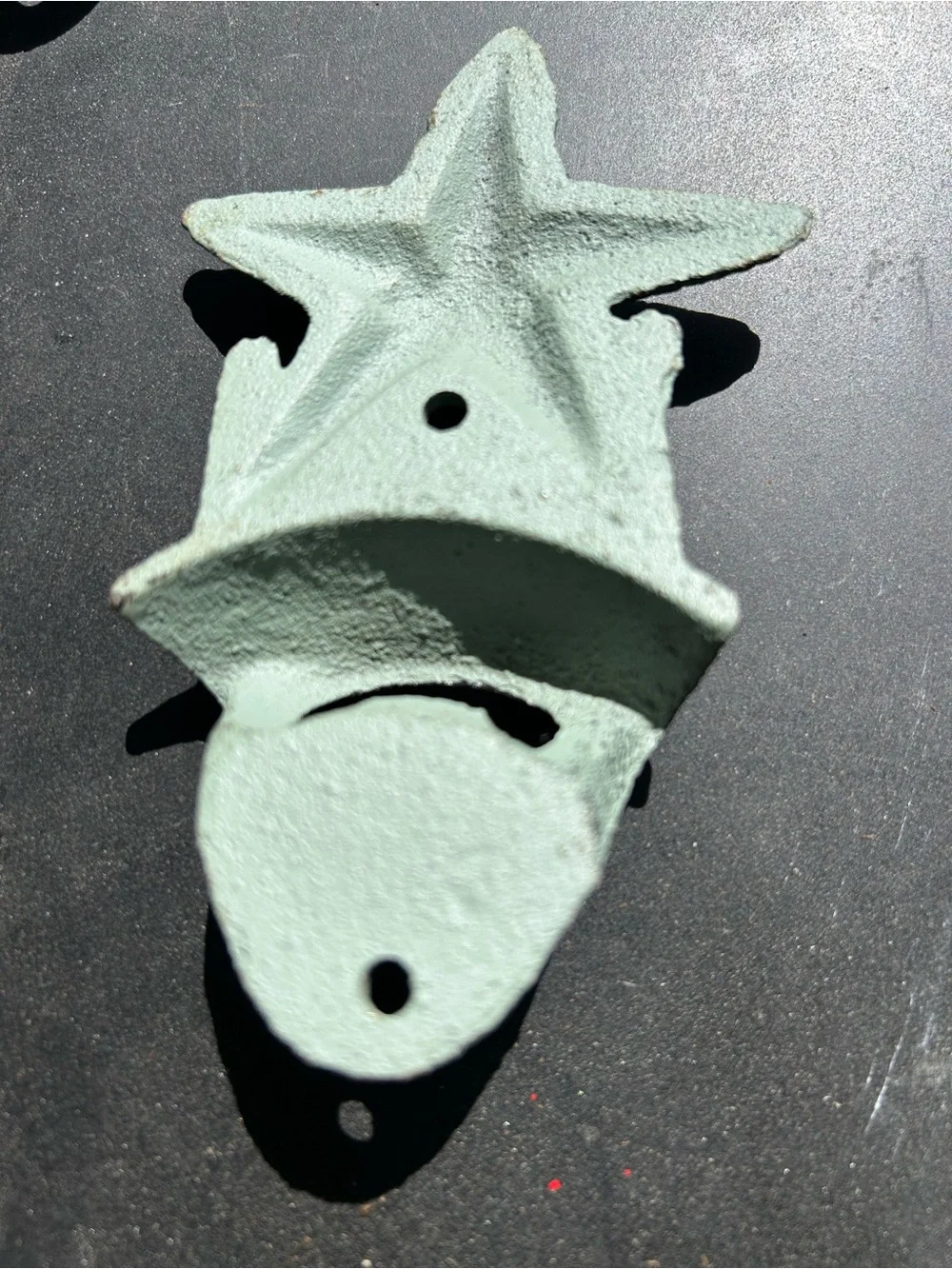 VTG Cast Iron Rustic Starfish Wall-Mount Bottle Opener - Green Patina-1 Starfish